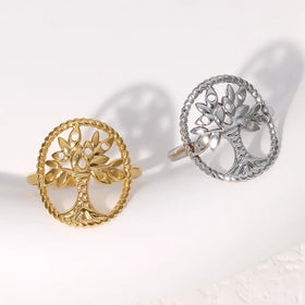 Beimai OEM Ring Non-fading World Tree Stainless Steel Open Ring