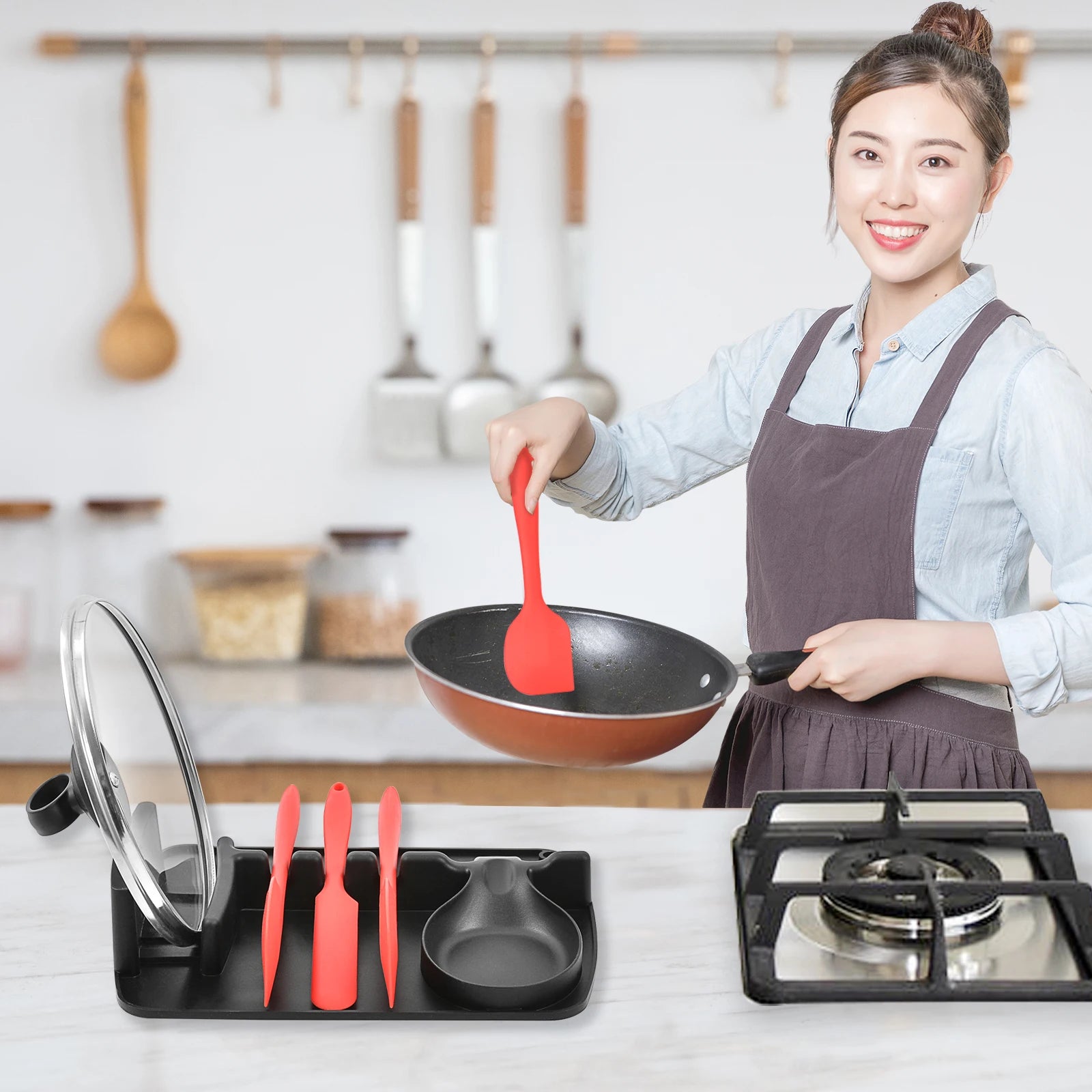 Silicone Spoon Rest Spoon Holder Heat Resistant Kitchen Silicone Placement Pad