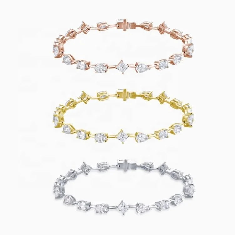 RUYI  7.8cts/13cts  Lab Grown Diamond Tennis Bracelet Chain 14K 18K Gold Adjustable Vvs Lab Created Diamond Tennis Chain