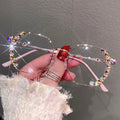 8870 Rhinestone Diamond Luxury Women Metal Cat Eye Optical Frame Anti Blue Light Eyewear Anti Reflective Glasses