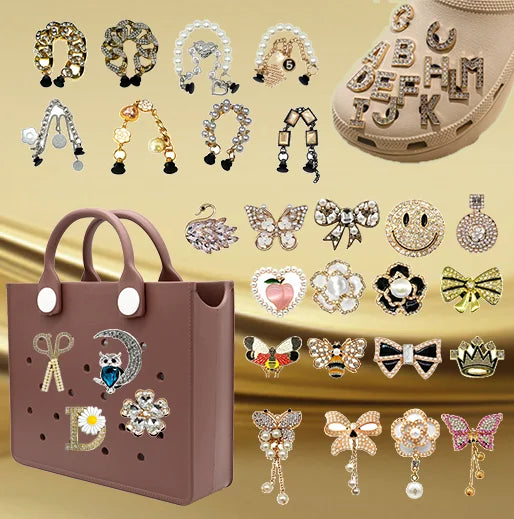 Customized Wholesale Luxury Metal Diy Clog Sandal Accessories Bow Tie Swan Letter Shoes Decorations Chain Charm Buckle