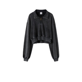 SanDian Custom 1/4 Zipper Workout Jumper Crew Soft Cotton Fleece Long Sleeve Loose Pullover Women Fall Winter