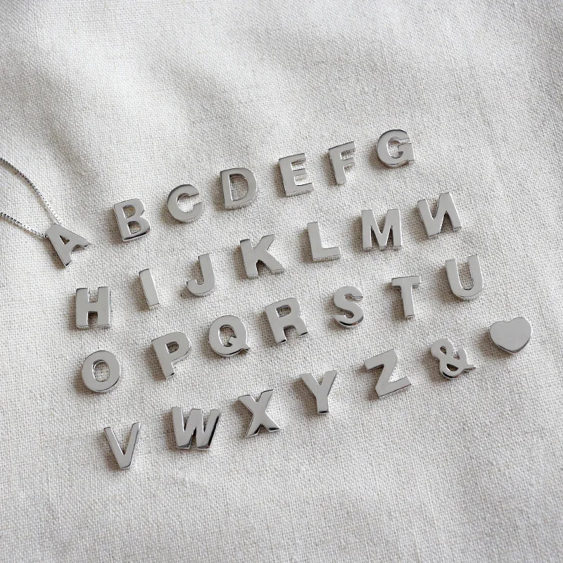 925 Sterling Silver DIY Name Necklace Single Initial Alphabet Symbol Heart Pendant with Gold Plating Christian Religious Charm