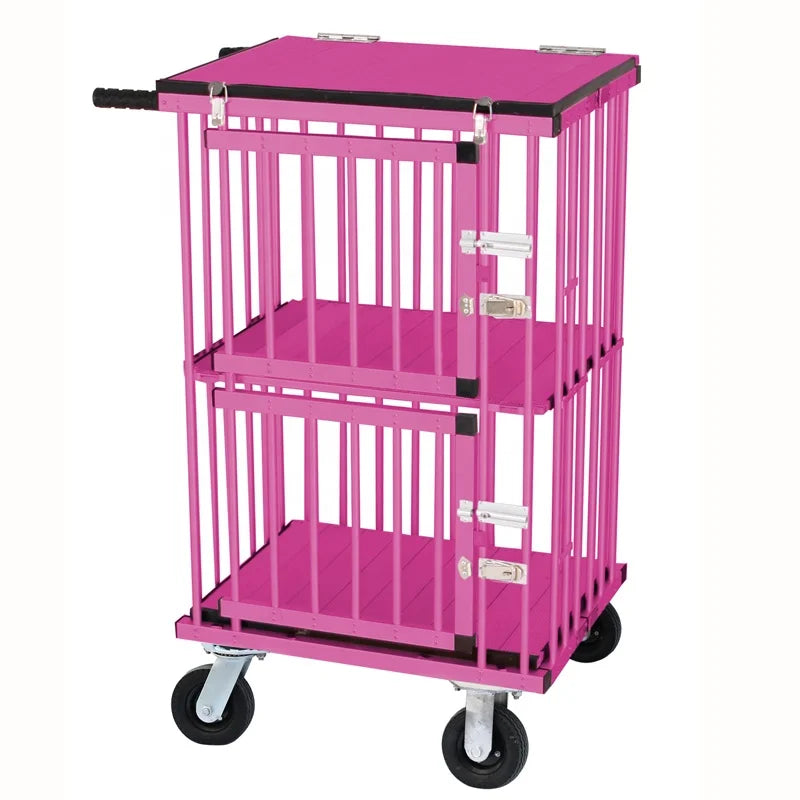 AEOLUS Lightweight Aluminum Dog Trolley Small Size Foldable Pet Cage Carrier Factory Supplies for Easy Handling