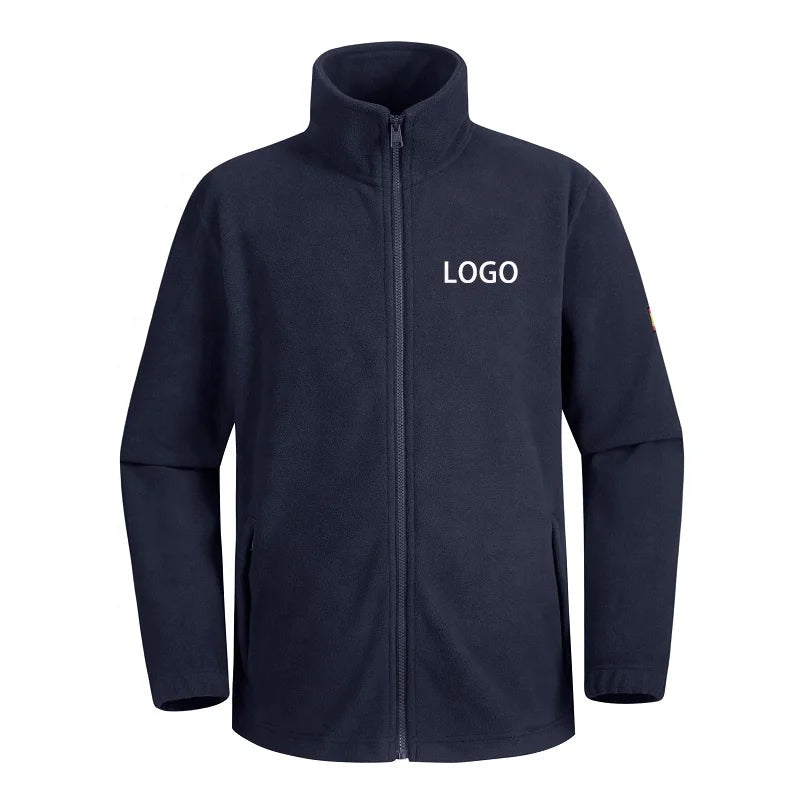Custom Embroidered Logo Stand Outdoor Work Wear Company Uniform Tactical Winter Reversible Mens OEM Service Polar Fleece Jacket