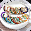 Hot Sale Bohemia Big Hoop Earrings Stainless Steel Natural Stone Round Bead Hoop Earrings for Women