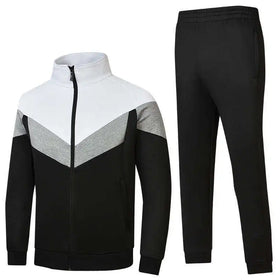 Autumn Men's 2-Piece Custom Logo Woven Cotton Tracksuits Plain Dyed Solid Pattern Gym Training Zip-Up Hoodie Anti-Wrinkle