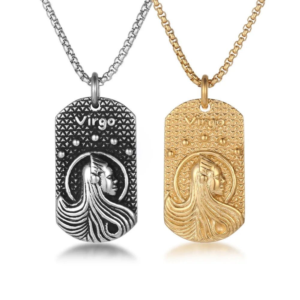 Manufacture Jewelry Gold Plated Silver 12 Zodiacs Pendant Virgo Necklace for Women Men Couple Surprise Gift