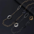 TongLing European Natural Stone Alloy Luxury Jewelry Volcanic Rock Circle Oval Long Sweater Chain Necklace for Daily Wearing