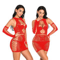 Fashionable Transparent Red Sexy Teddy Baby Doll Lingerie Hot Sexy Girls See Lingerie Temptation Bodysuit with Lace Decoration