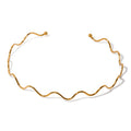 SC Trendy Simple Designed Gold Plated Necklace Creative Wavy Choker Necklace Stylish Stainless Steel Necklace