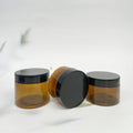 30ml 50ml 100ml 150ml 200ml Cosmetic Cream Hair Gel Food Scrub Butter Container Amber PET PCR Plastic Jar with Black Screw Lid