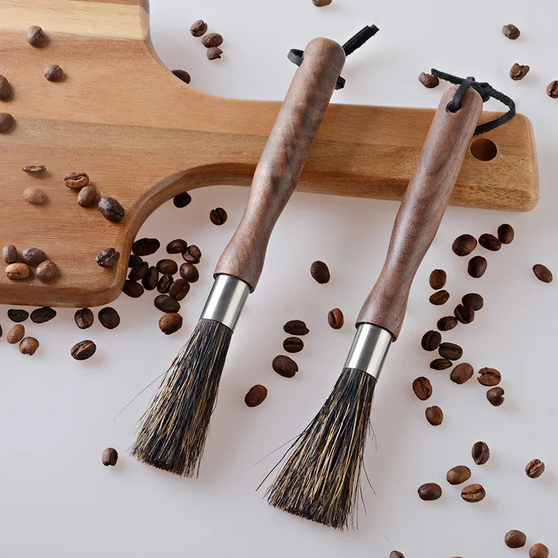 Handheld Walnut Wooden Espresso Coffee Brush Eco-Friendly Stocked Wood Cleaning Brush for Coffee Machine Grinder
