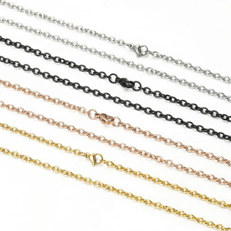 1.6/2/2.4/3.0mm Gold Stainless Steel Chain Necklace DIY O Shape Cross Chains for Necklace Jewelry Making Components Women
