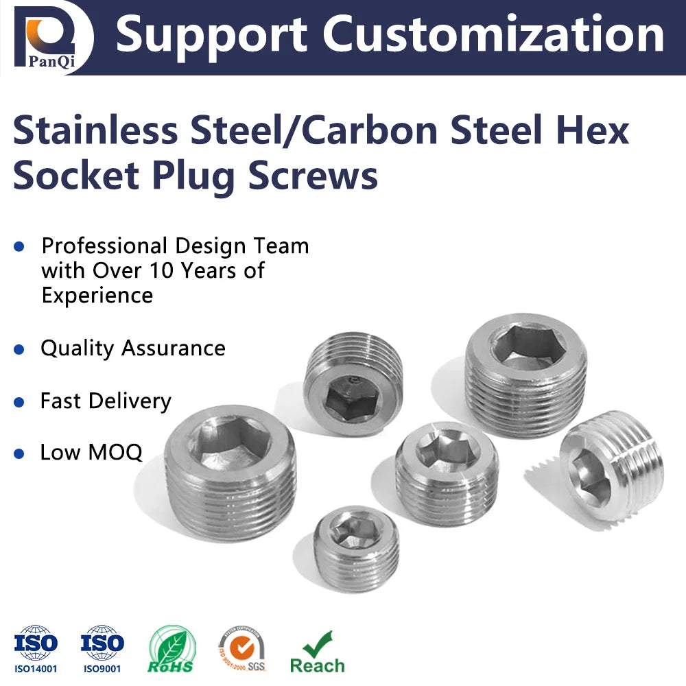 CN Stainless Steel Fasteners Large Number of Spot Forged Hex Head Plug Hex Head Screw Plug Throat Plug