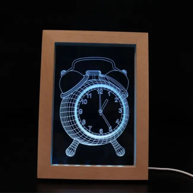 Customization Sizes Beech Wood Picture Wooden Frame LED Night Lamp for Acrylic Kid Gift