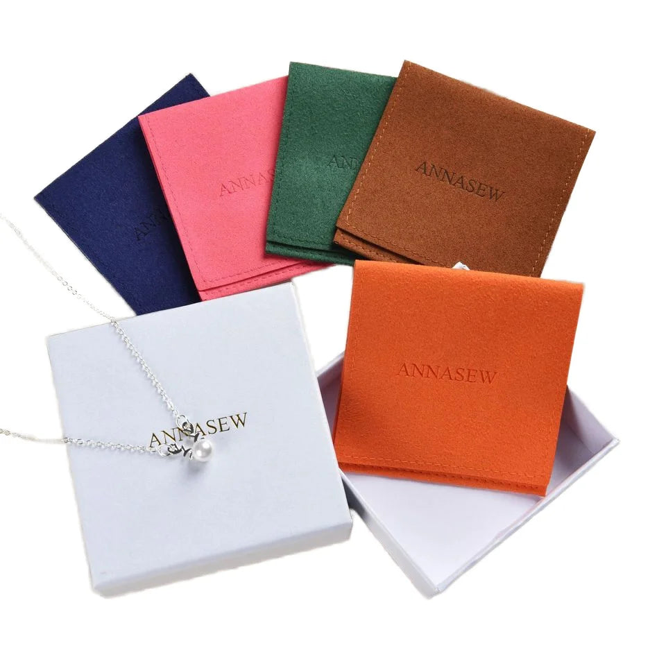 Wholesale Custom Logo Microfiber Bag Accessories Flip Button Storage Ring Earrings Pendant Necklace Jewelry Pouches Trays