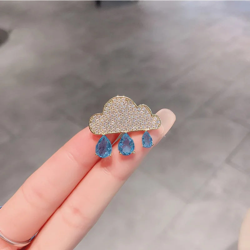 Luxury Rhinestone Cloud Brooch Pin for Women Full Crystal Zircon Brooch Delicate Sparkling Brooch for Collar Jewelry