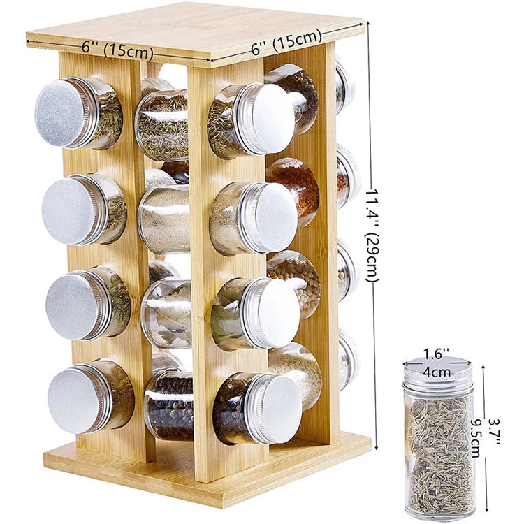 Bamboo Seasoning Rack Kitchen Storage Spice Bottle Sealed Jar Storage Rack Kitchen Supplies Corner Countertop Soy Sauce Bottle