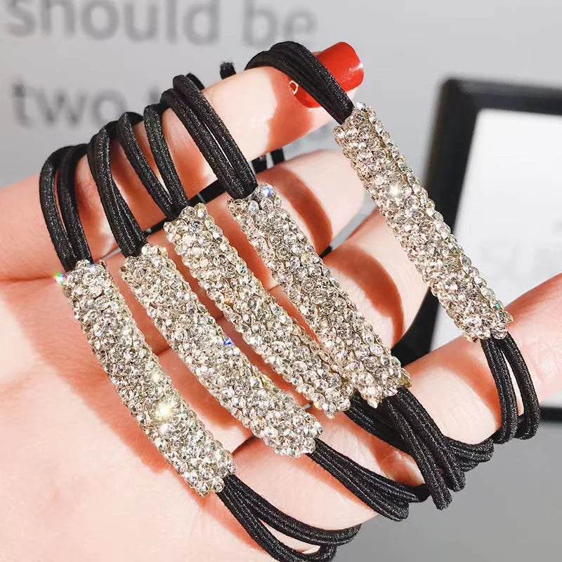 New Korean Women Rhinestone Elastic Hair Band Hair Scrunchies Ties Sweet Fashion Women Lady  Hair Accessories