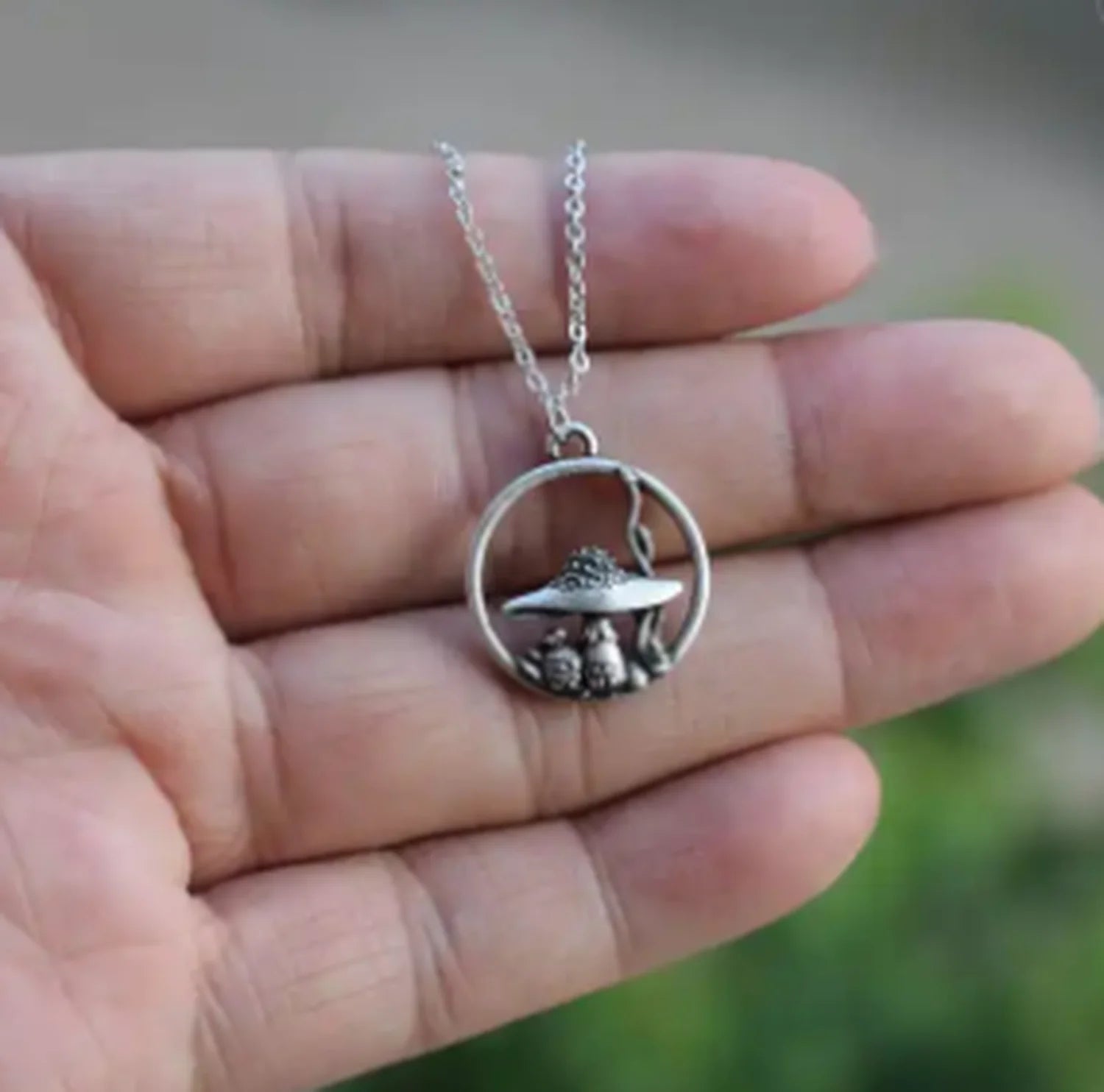 Vintage Hollow Mini Mushroom Pendant Necklace for Women Minimalist Jewelry