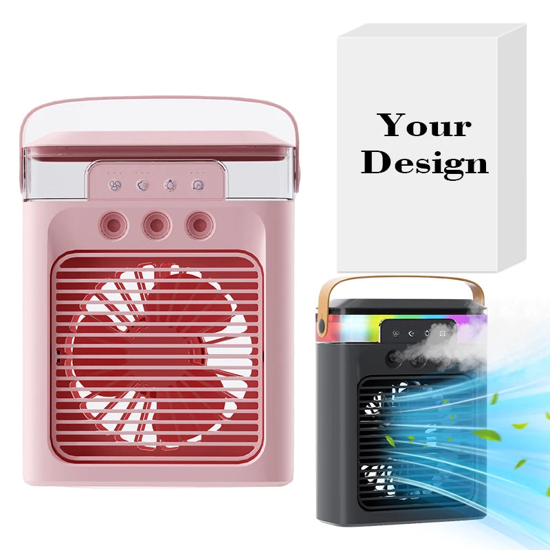 Wholesale Portable Fan Desktop Misting Humidifier Mini Air Conditioner with Colorful Lights for Hotel Outdoor Use