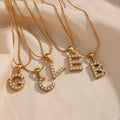 Custom 26 Initial Letter Pearl Pendant Necklace Thin Snake Chain Stainless Steel Alphabet Pearl Pendant Necklace