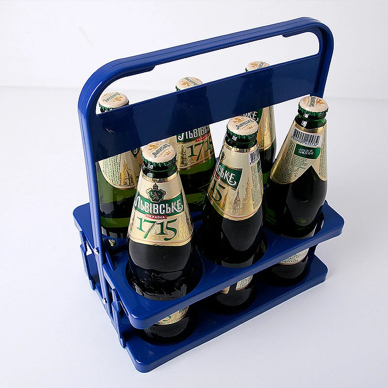 Portable Bar Drink Juice Water Plastic Bottles Custom Logo Rock Foldable Wine 6pcs Beer Bottle Carrier