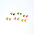 S925 Sterling Silver Cute Heart Black Onyx Natural Stone Woman Fashion 18K Plated Earring Studs 1Pair Earrings for Woman Jewelry