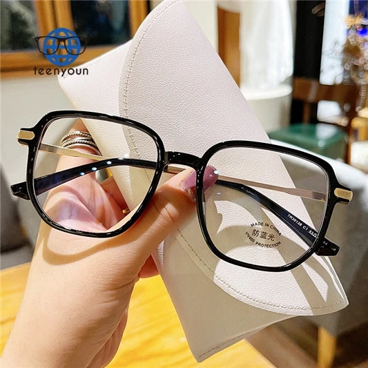 Teenyoun Women Square Frame Anti-Blue Light Blocking Frame Korean Version Trend TR90 Optical Frame Wholesale 2023 Sun Glasses