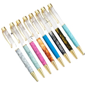 Ready to Ship Gold Foil Oil Liquid Ball Pen Creative DIY Liquid Floater Pen Colorful Empty Tube Ballpoint Pen Kit
