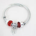 Hot Sale Dream Catcher Pendant Glass Bead Crystal  Charm Bracelet Stainless Steel Bangle