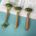 DIY Wooden Handle Cheap Natural Green Jade Stone Mini Jade Roller