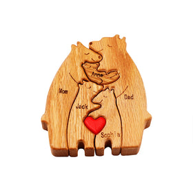 Personalised Bear Family Theme Wooden Puzzle DIY Desktop Ornament Family Name Customized Home Deco Wall Sign Gift for Family