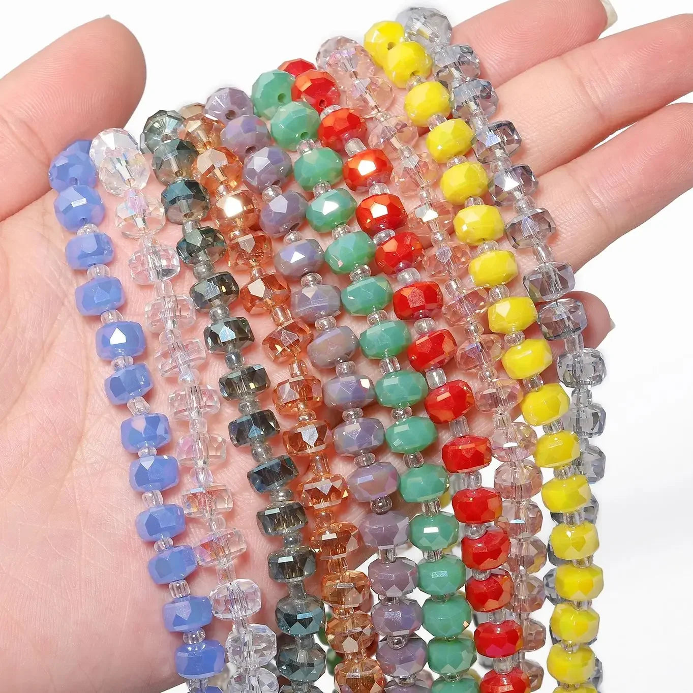 8x5mm Multicolor Transparent Shiny AB Crystal Rondelle Glass Faceted Beads Loose Nature Jewelry Making Supplies for DIY