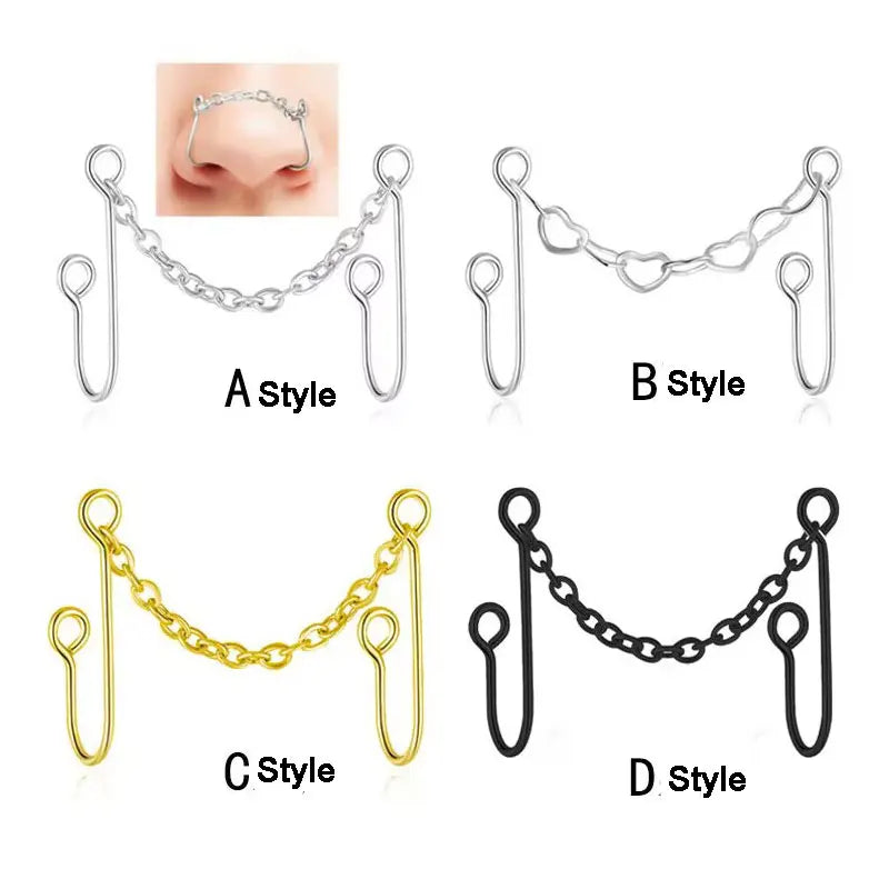 Wholesale Fancy Stainless Steel Body Piercing Jewelry Chain Nose Ring Stud Clip for Women for Wedding Orthodox Children