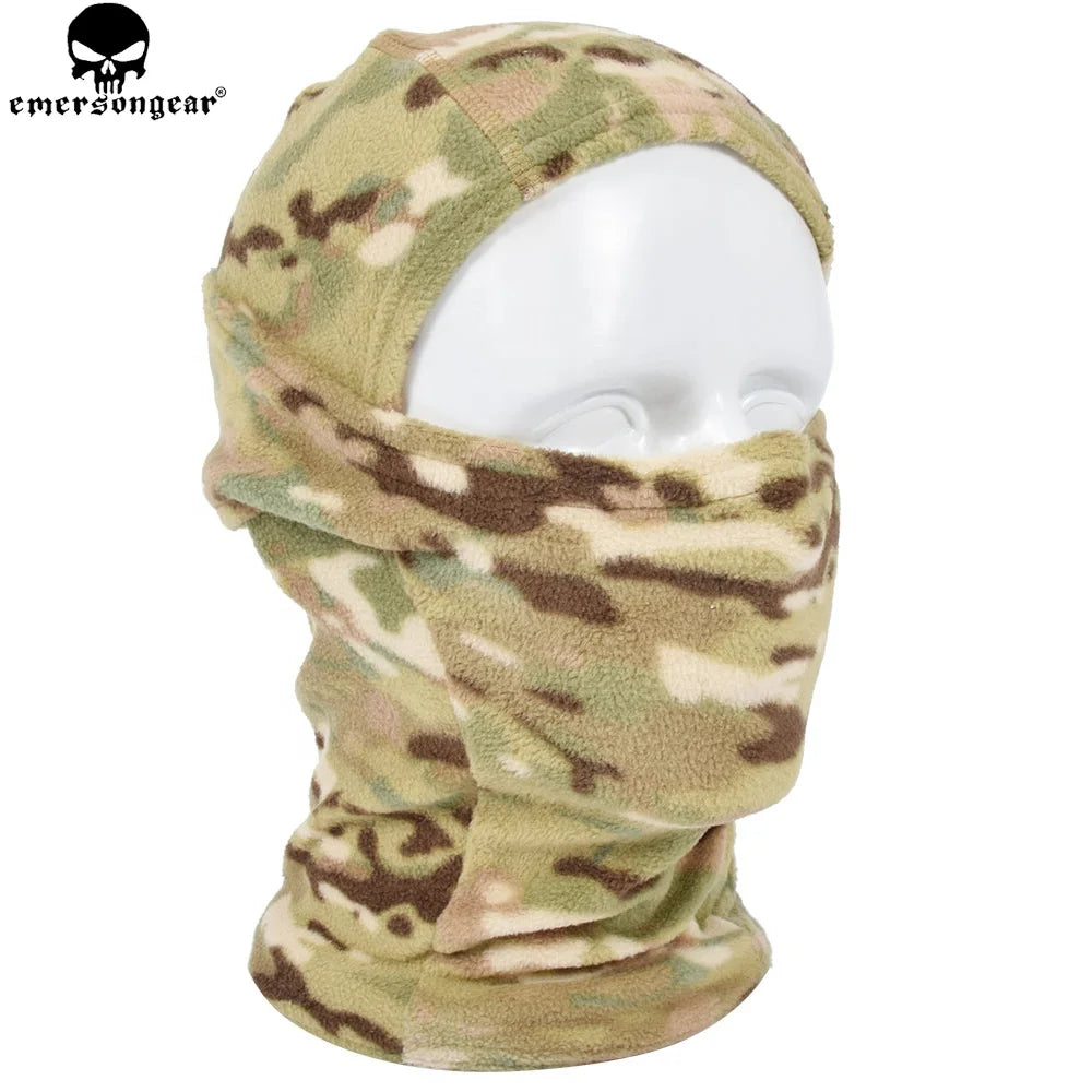 For Tactical Full Mask Winter Warmer Outdoor Fleece Hood Made Nylon Polyester Camouflage Personal Defense Equipment