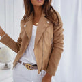 Autumn Winter New Long Sleeve Cowboy Wind Handsome Jacket Women Vintage Brown Color Slim Boyfriend Style Suede Jacket Coat