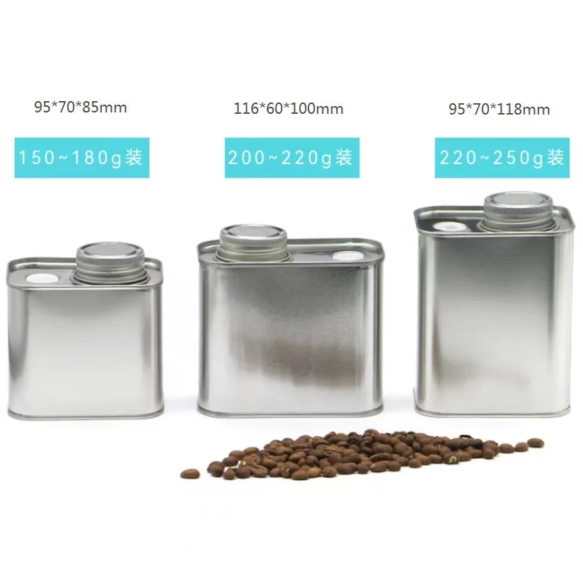 Wholesale Empty 150g-250g Square Tinplate Tin Can Screw Top Packaging Offset Printing Recycled Materials Food Grade Coffee Beans