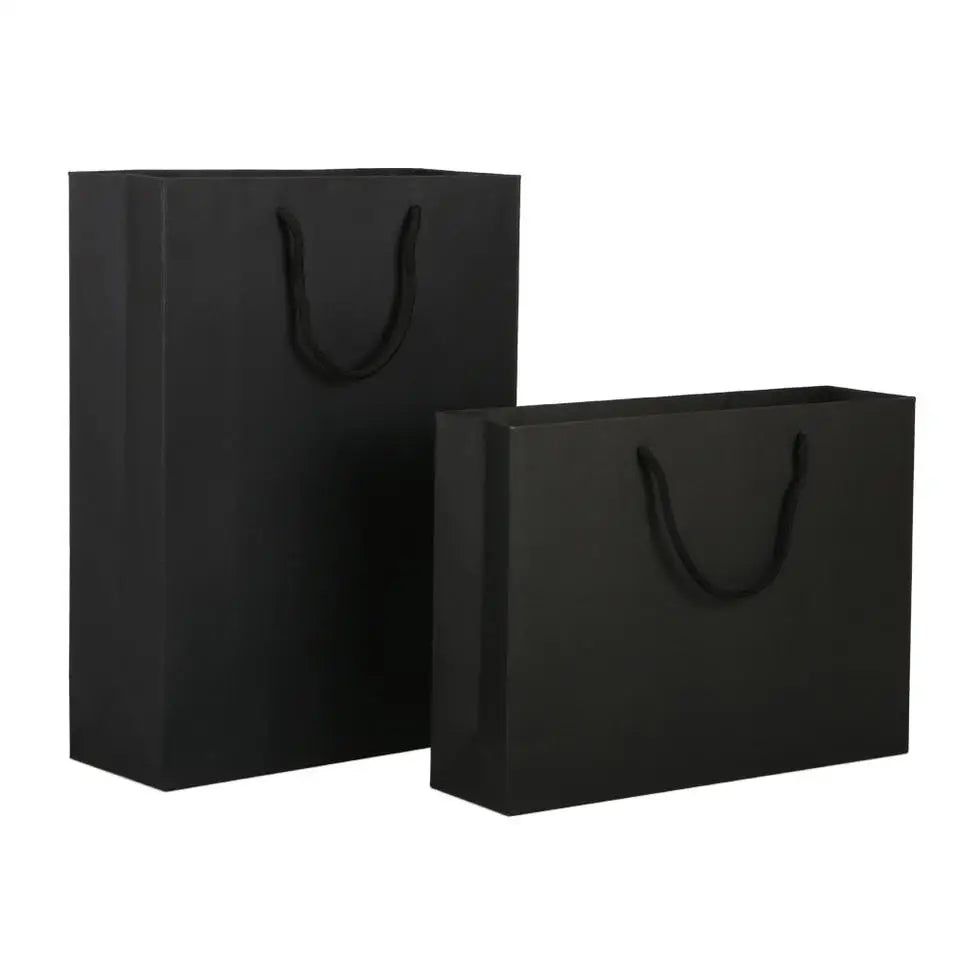 Clothes Store Retail Packaging Custom Luxury Black Gift Carry Bags Boutique Shopping Paper Bags With Your Own Logo