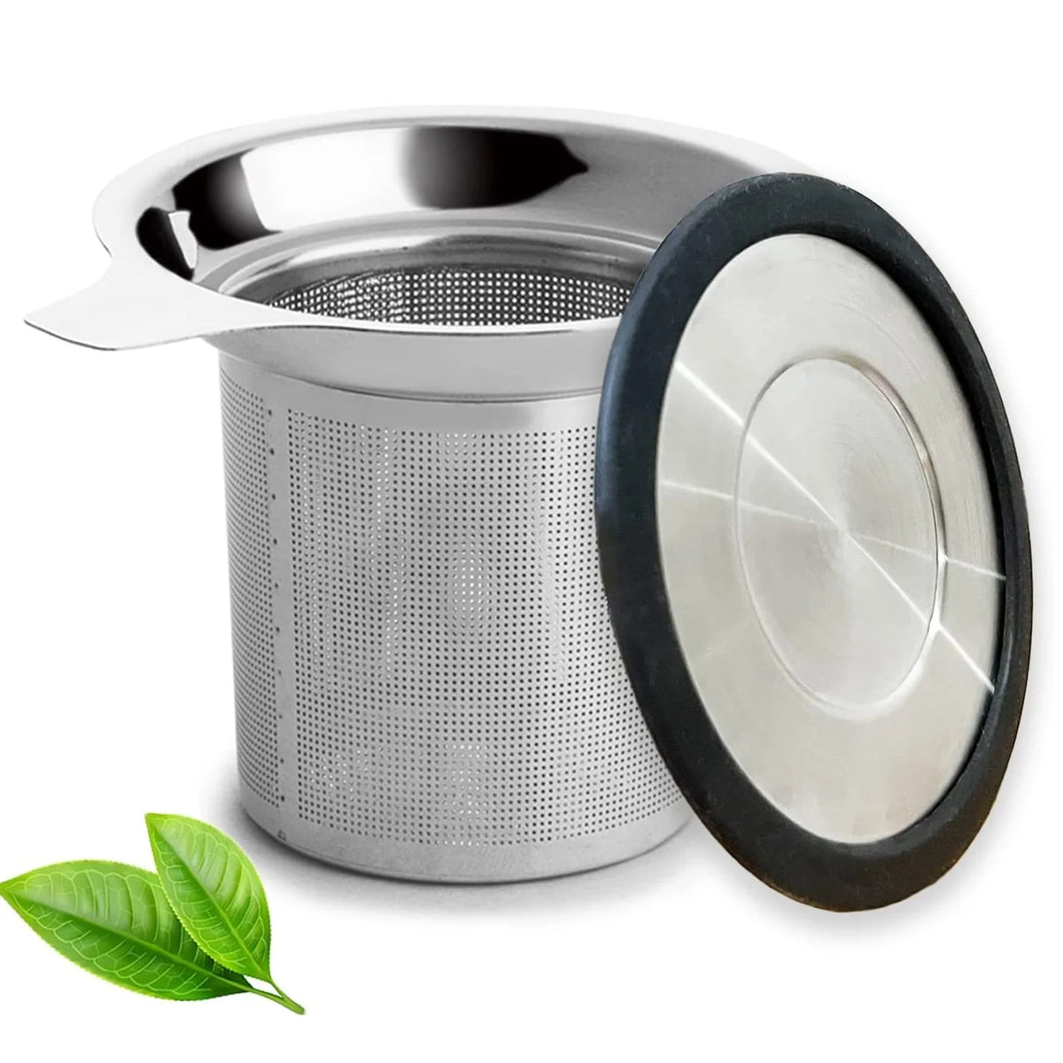 Eco-Friendly Portable Stainless Steel Loose Tea Infuser Set Large Capacity Extra Fine Mesh Silicone Lid Modern Utensil Set