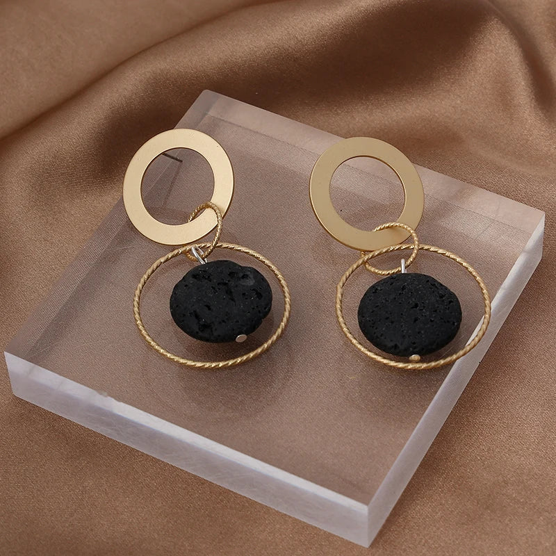 TongLing European Vintage Drop Earrings Retro Geometric Circular Drop Earring for Daily Life