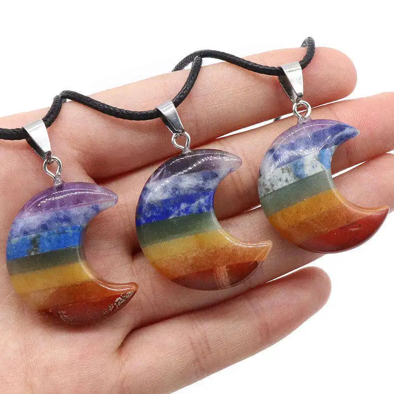 Star Moon Ball Hexagonal Unique Gemstone Chakra Crystal Necklace Pendant Charm