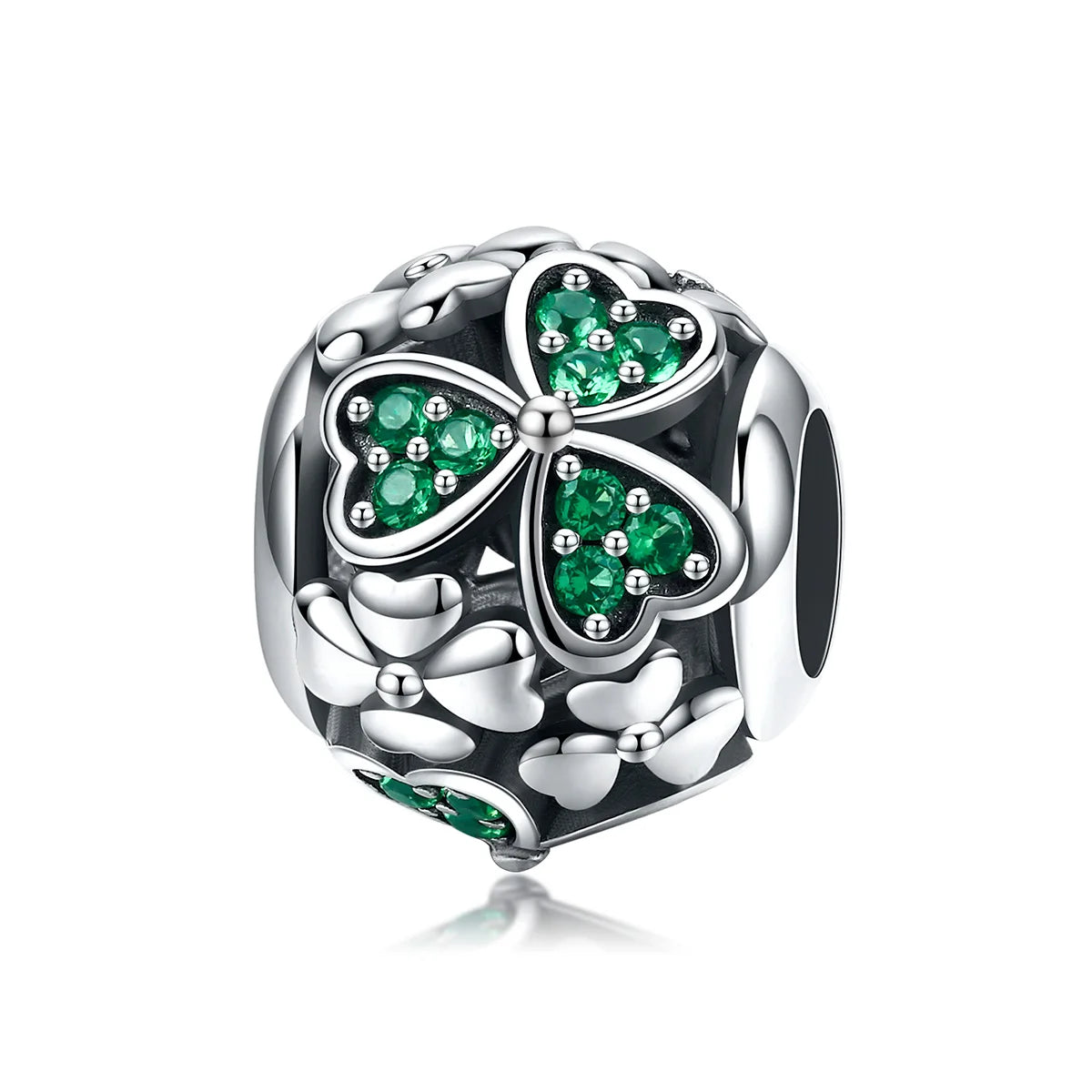 2022 Fashion 100% 925 Sterling Silver Lucky Shamrock Beads Fit Charm Bracelet & Necklace Women Delicate Jewelry Making SCC964