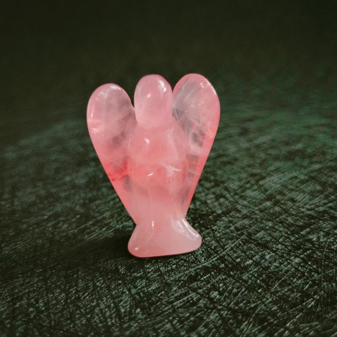 Huiying Hot Sale Mixed Gemstones Angel Carving Semi Precious Stone Crystal Rose Quartz Statue for Sale Crafts 2 Inch