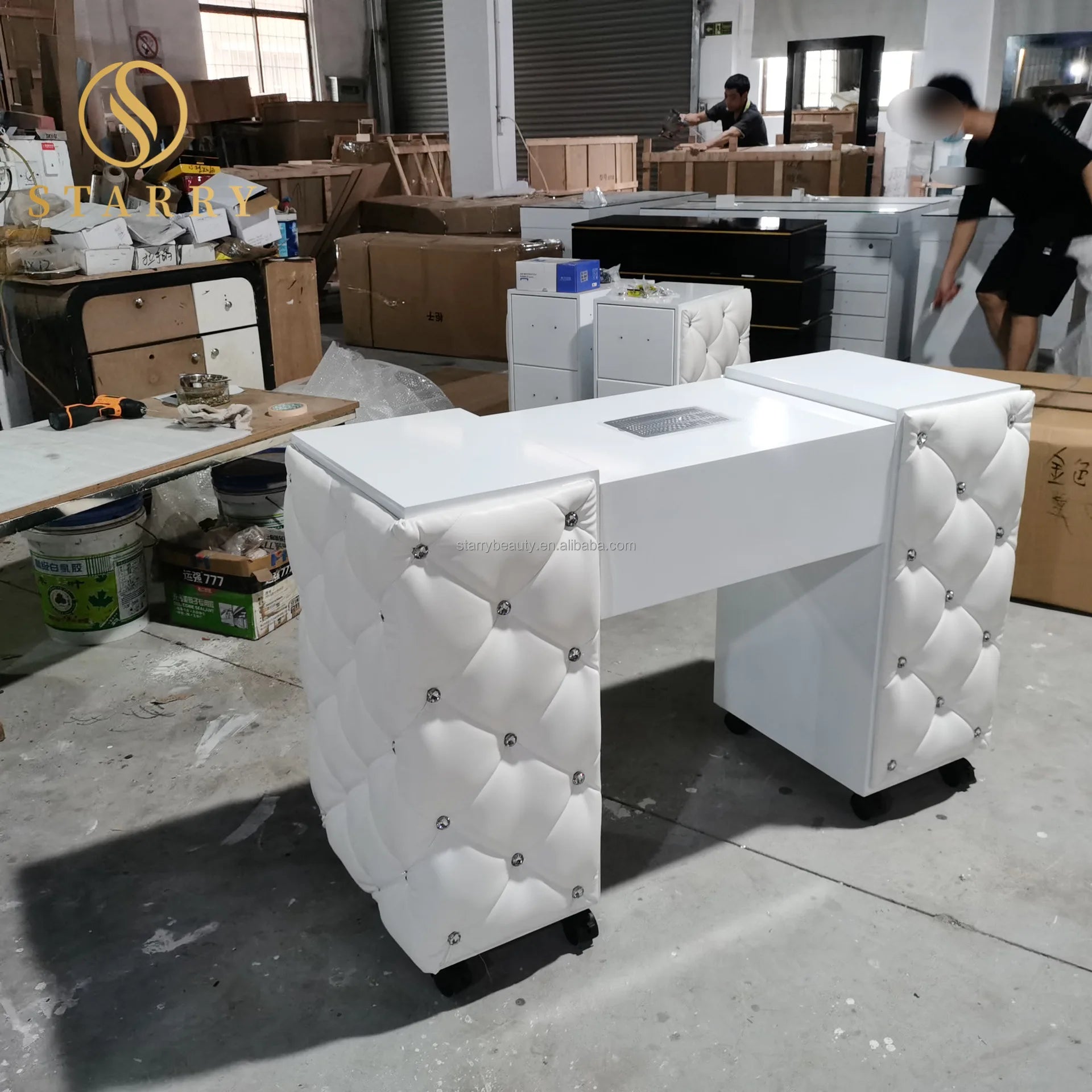 Modern Nail Station Manicure Suitcase Table with Drawer Commercial Salon Furniture Marble Top Optional Color Mall Use