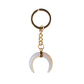 JOYA GIFT Fashion Natural Syn.Opal Moon Shaped Pendant Metal Keychain Accessories Healing Crystal Bag Wallet Pendant for Women