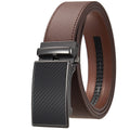 New Fashion Black Brown Formal Classic Business Men's Adjustable Zinc Alloy Metal Automatic Buckle Ratchet Genuine Leather Belt