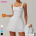 Janya 2025 Women's Sportswear Nude Sleeveless Fitness Yoga Dress with Pocket Shorts One Piece Golf Tennis Clothing Wholesale