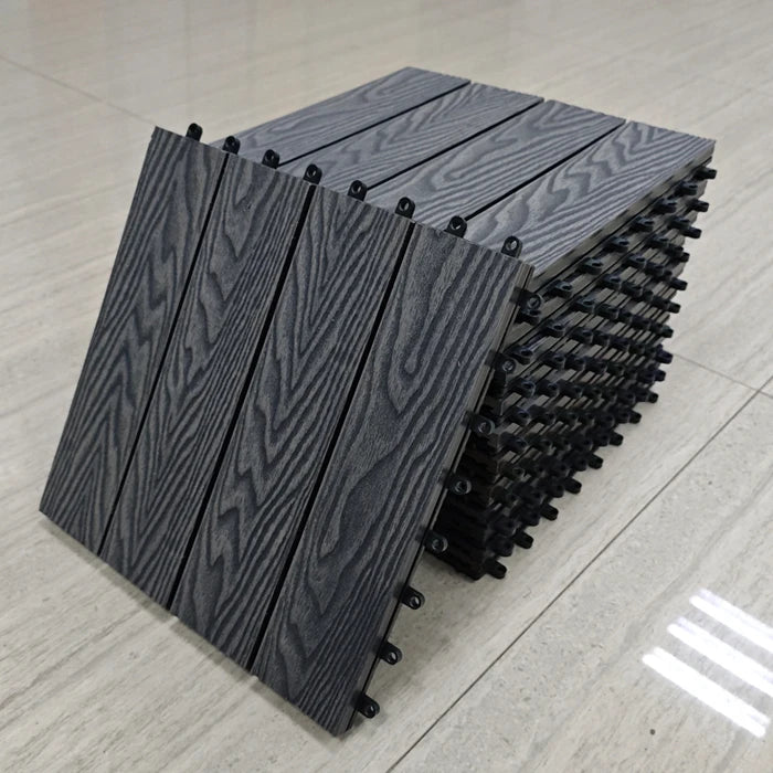 WPC 3D Embossed DIY Decking Tiles Waterproof Outdoor Terrace Patio Wood Interlocking Floor Plastic Composite